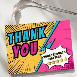 50 Thank You Cards 4 x 3" Pop Art